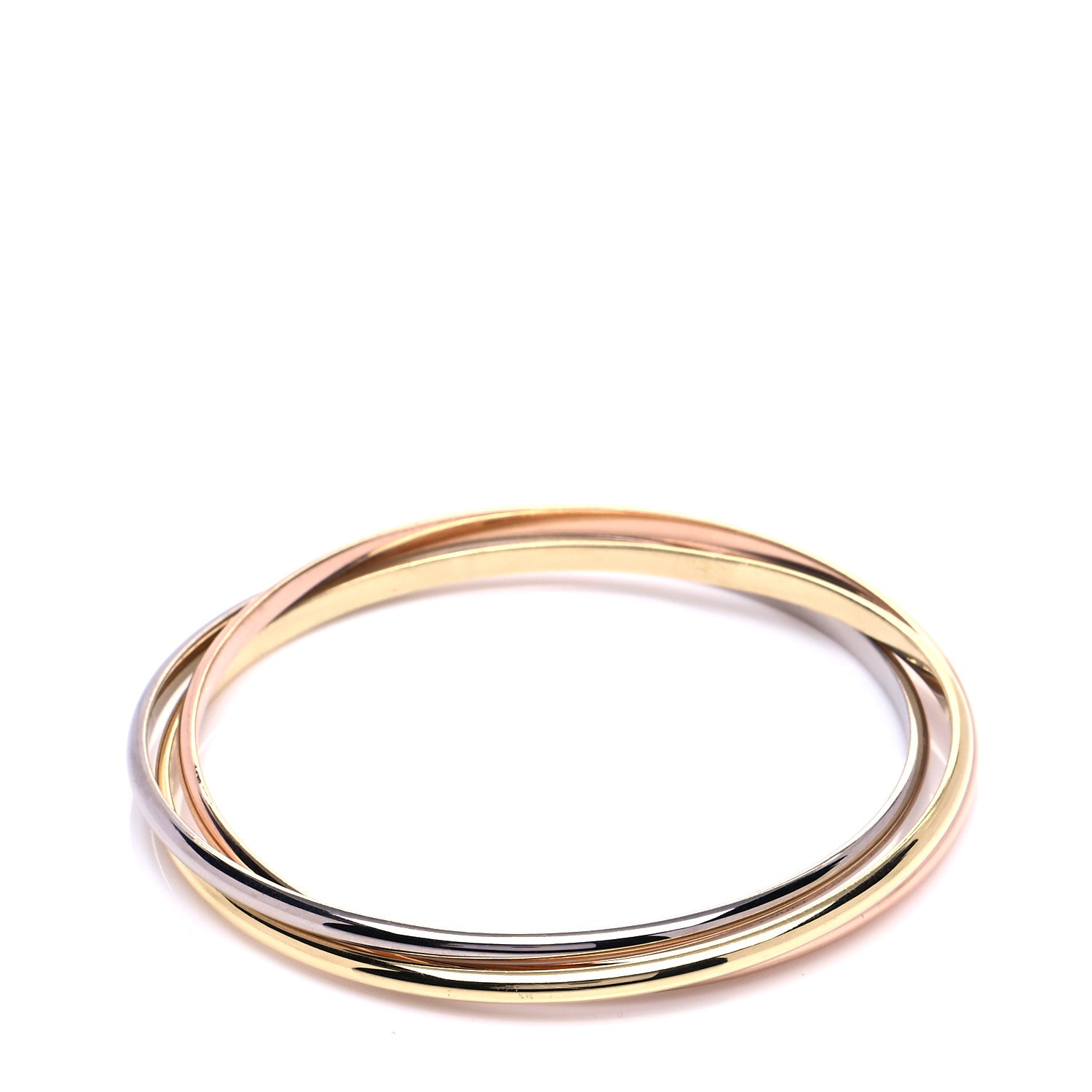 Cartier 18K Pink Yellow White Gold Trinity Bangle Bracelet 16 3 of 4
