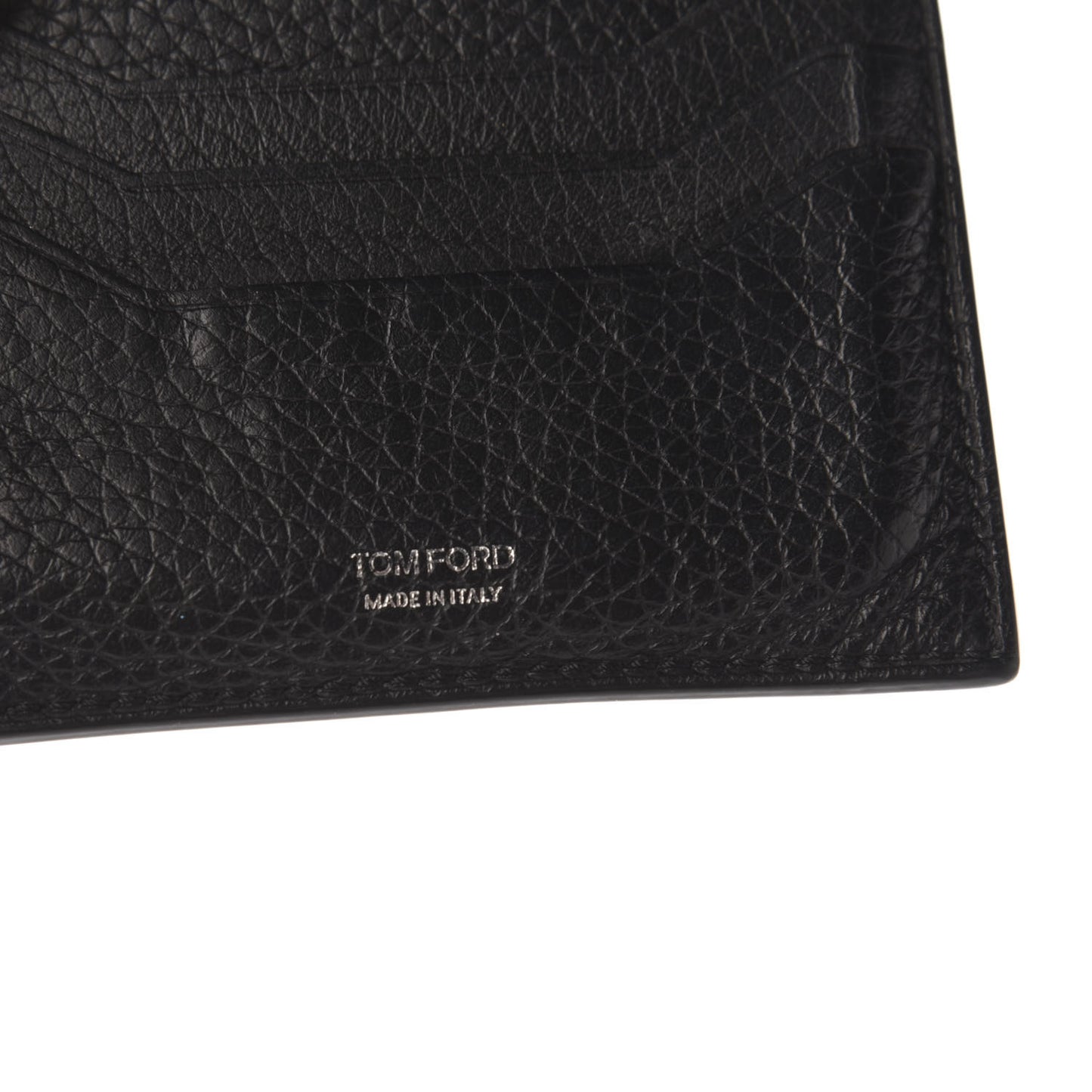 Grained Calfskin Open Side Card Holder Black