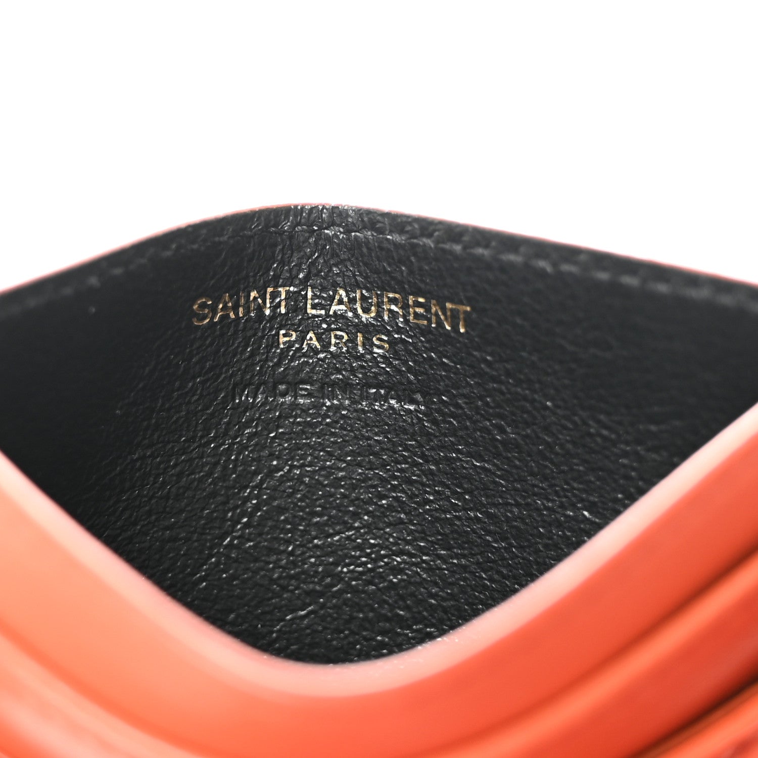 Saint Laurent Lambskin Matelasse Chevron Monogram Credit Card Case Dark Mandarin 6 of 7