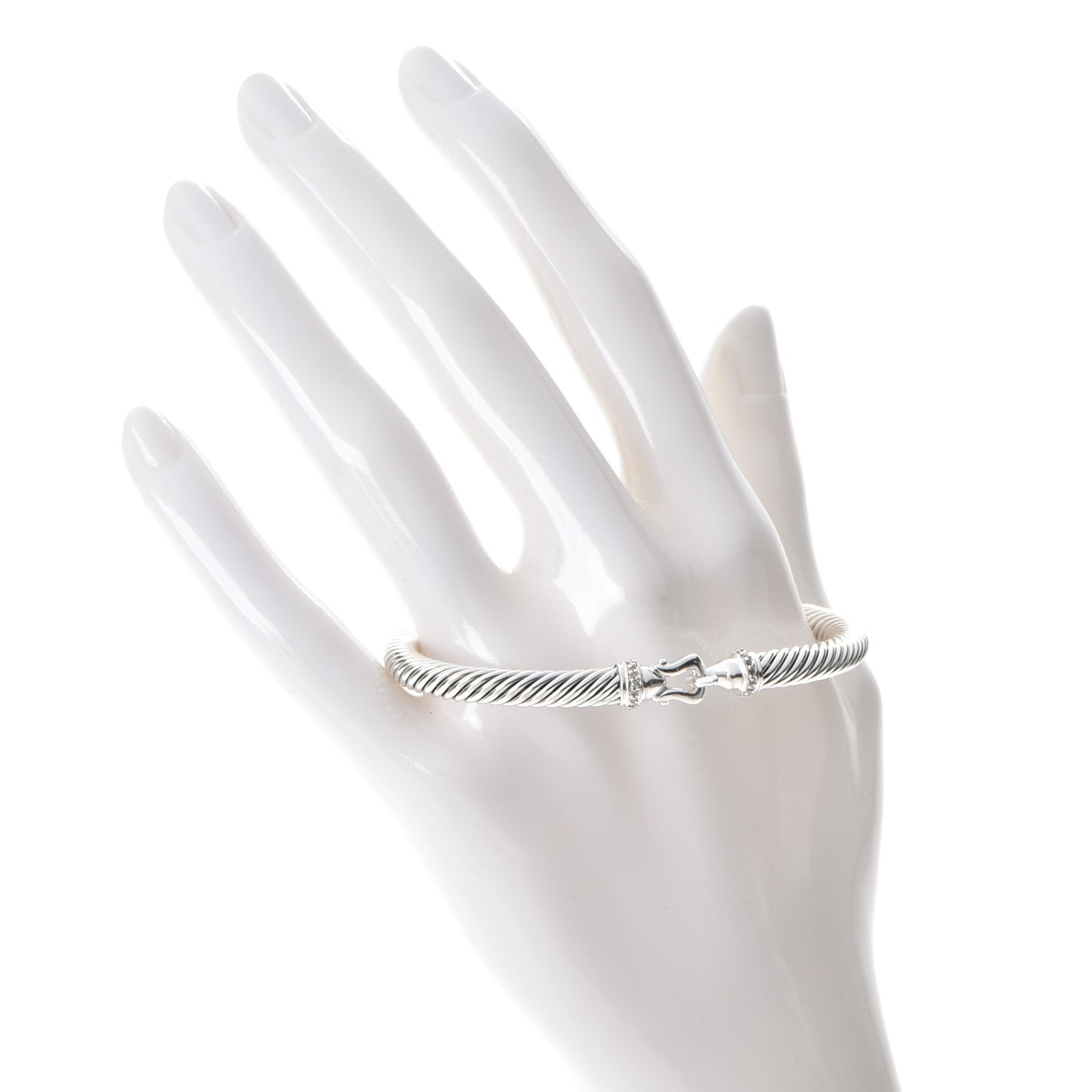 Sterling Silver Diamond 5mm Cable Buckle Bracelet