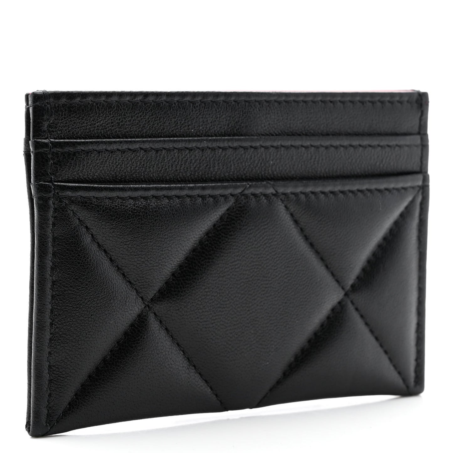 Lambskin Quilted Chanel 19 Card Holder Black