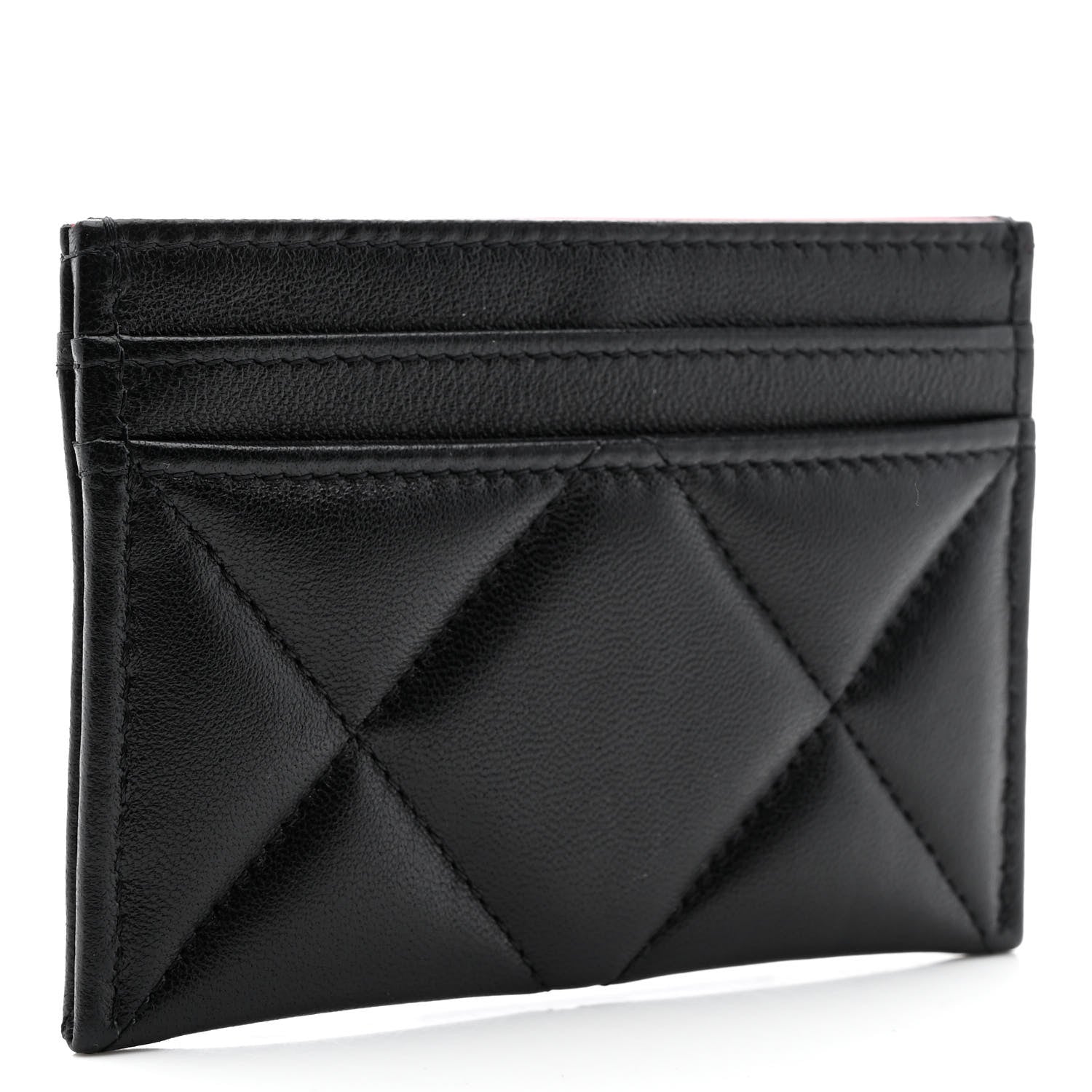 Chanel Lambskin Quilted Chanel 19 Card Holder Black 3 of 8