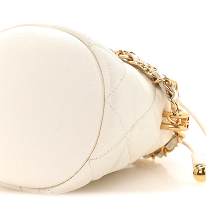 Chanel Caviar Quilted Coco First Bucket Clutch With Chain White 10 of 10