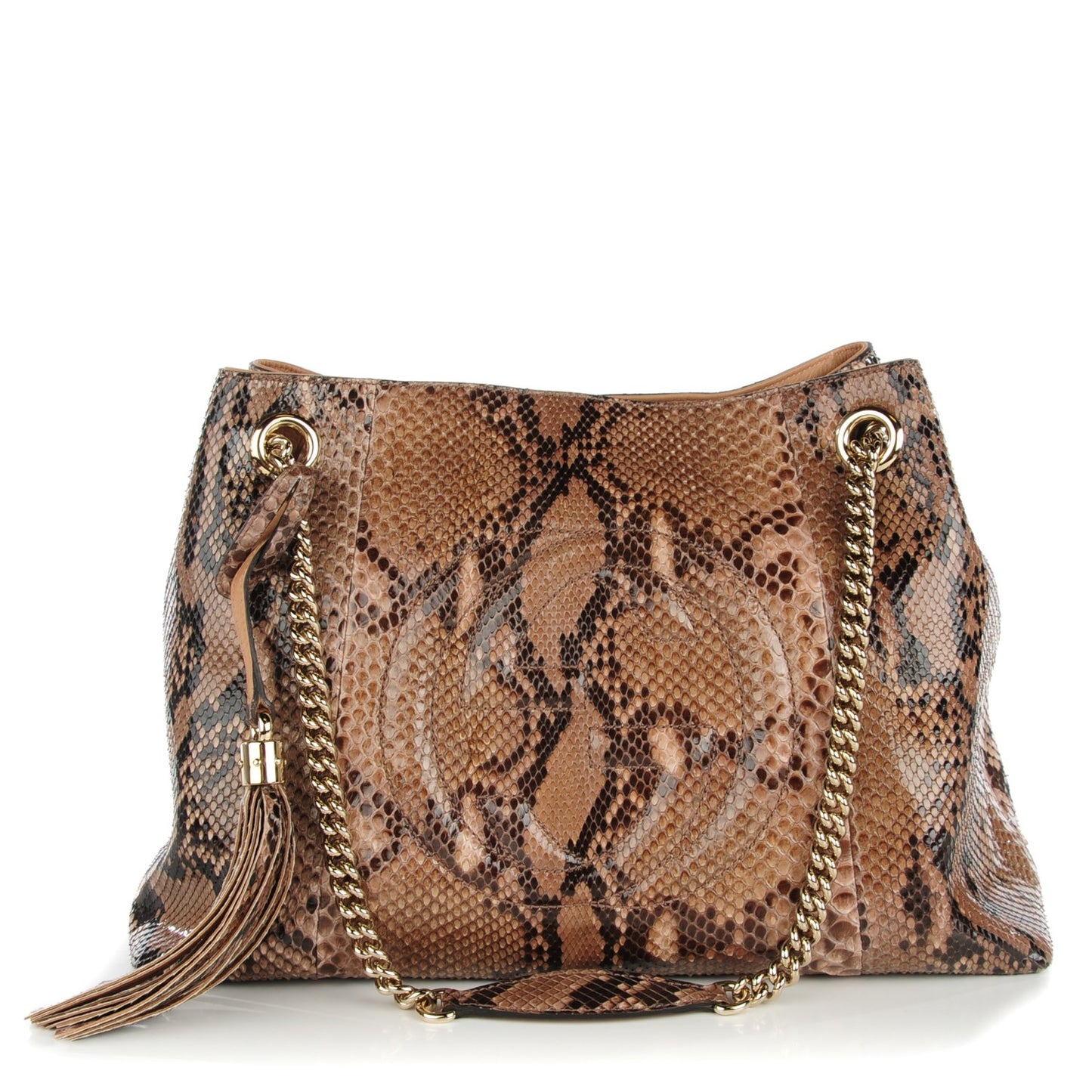 Python Medium Soho Chain Hobo Beige