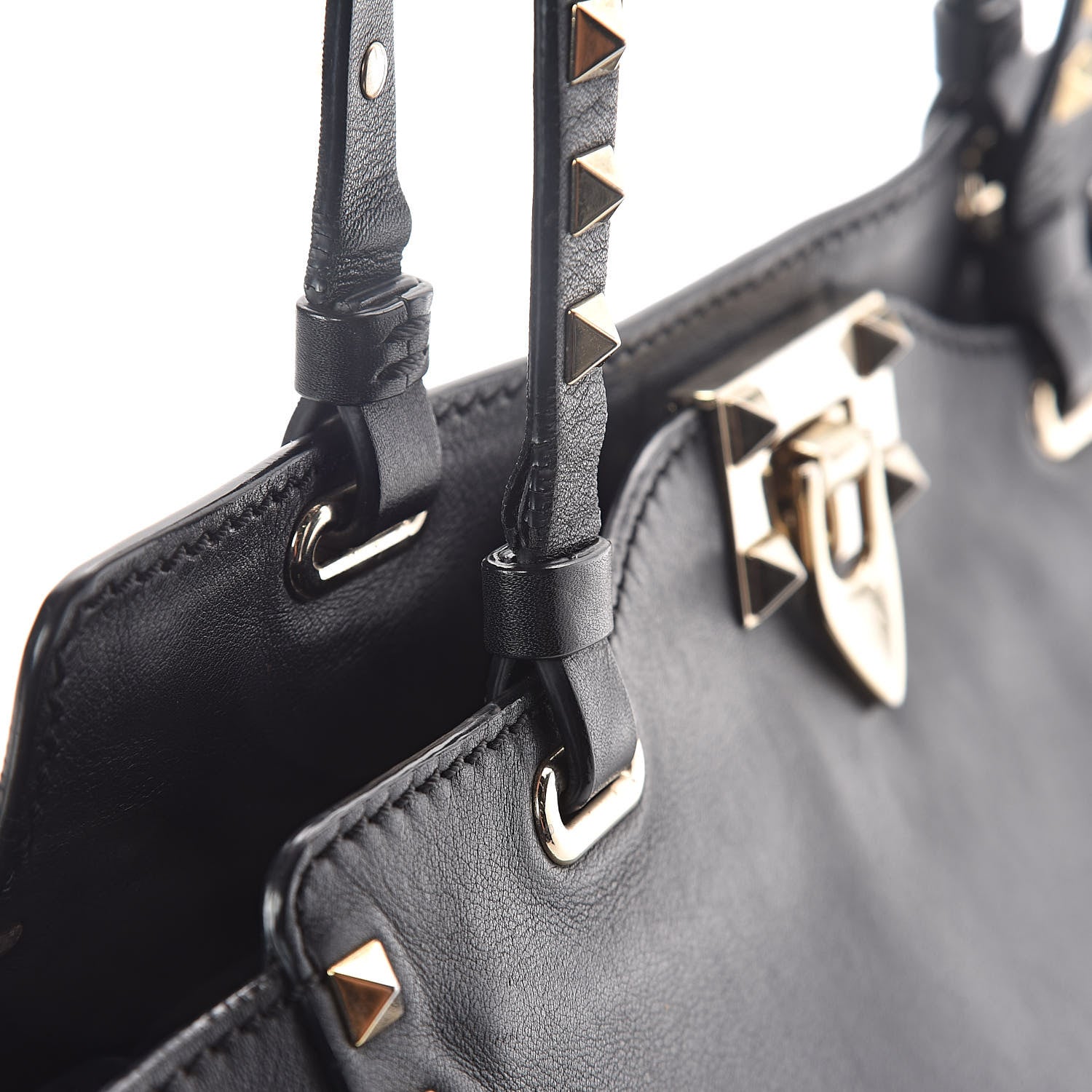 Valentino Garavani Vitello Small Rockstud Tote Black 10 of 14