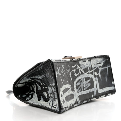 Balenciaga Agneau Graffiti Logo Small Hourglass Top Handle Bag Black 4 of 11
