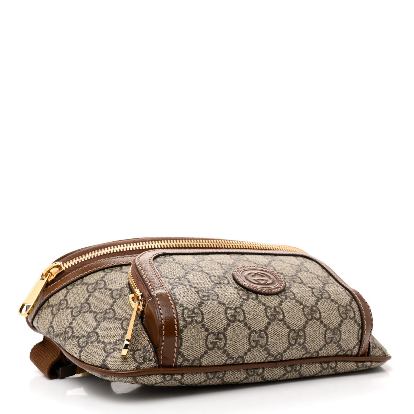GG Supreme Monogram Textured Calfskin Retro Interlocking G Belt Bag Beige Ebony Brown Sugar