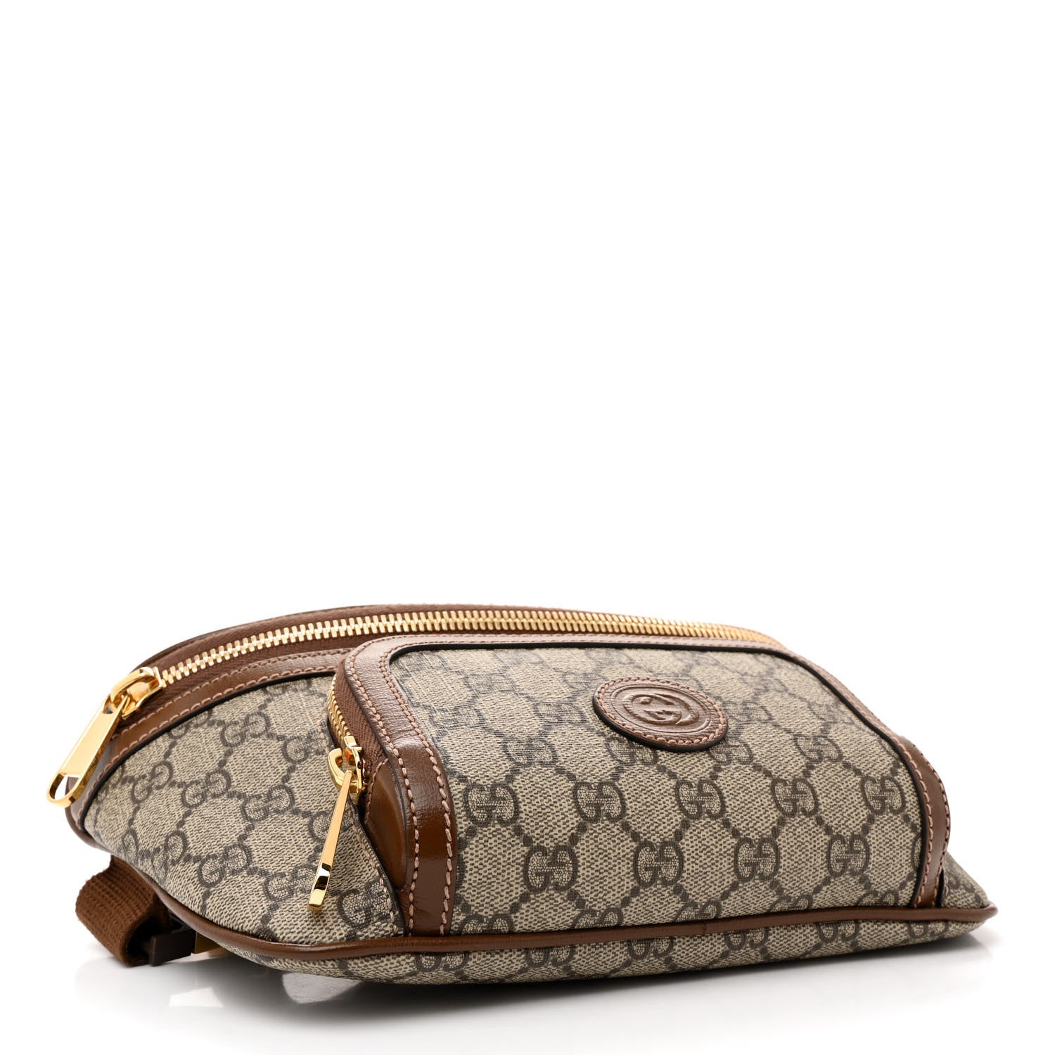 Gucci GG Supreme Monogram Textured Calfskin Retro Interlocking G Belt Bag Beige Ebony Brown Sugar 5 of 14