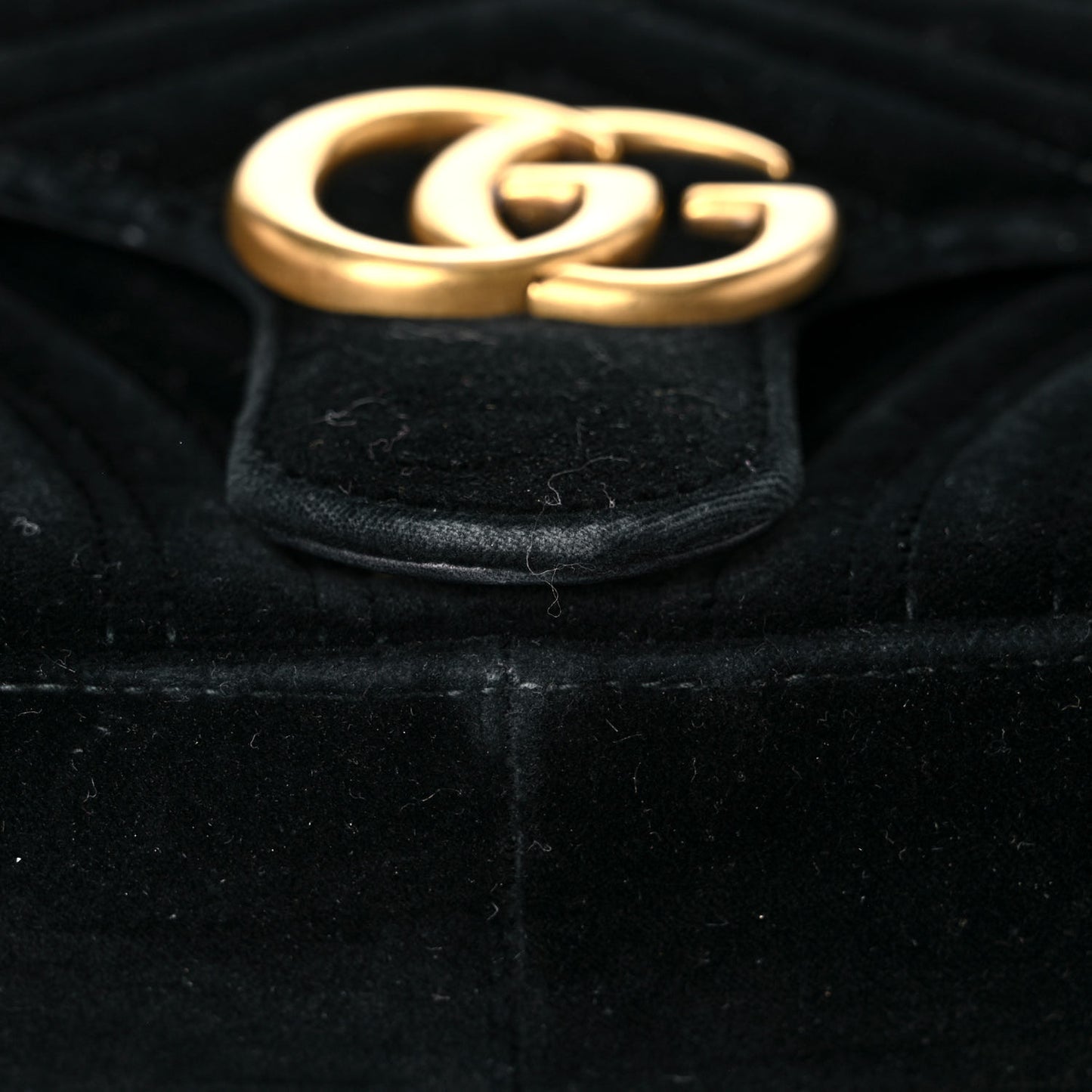 Velvet Matelasse Small GG Marmont Shoulder Bag Black