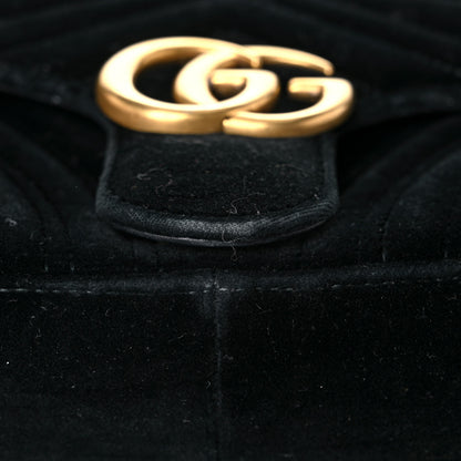 Gucci Velvet Matelasse Small GG Marmont Shoulder Bag Black 13 of 15