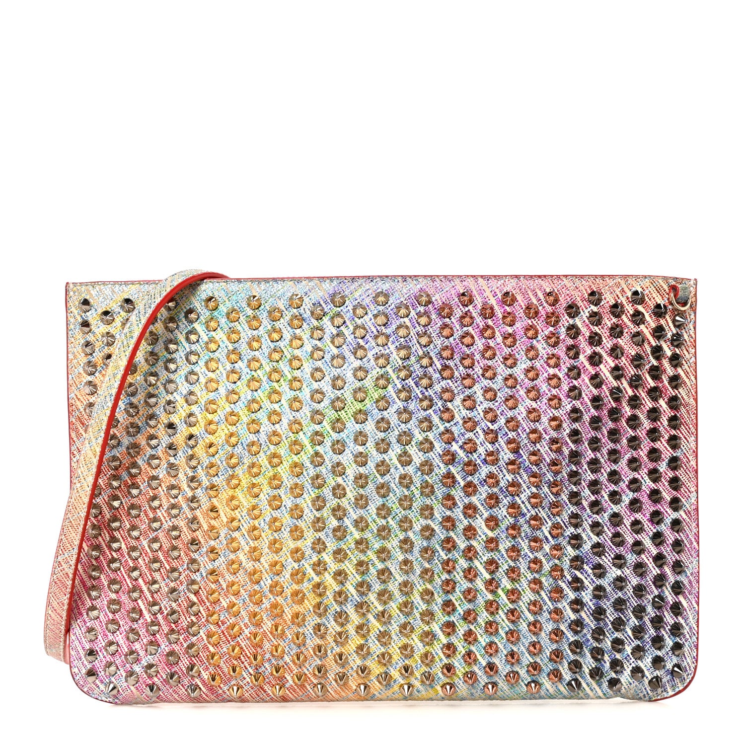Christian Louboutin Metallic Suede Unicorn Studded Loubiclutch Multicolor 1 of 10
