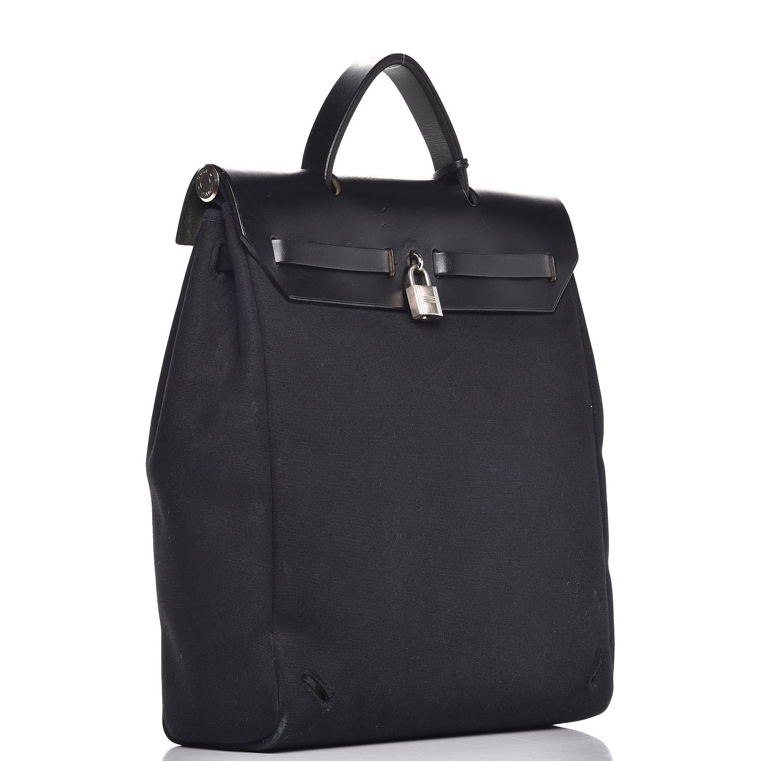 Hermes Toile Vache Calfskin Herbag 30 PM Backpack Black 3 of 10