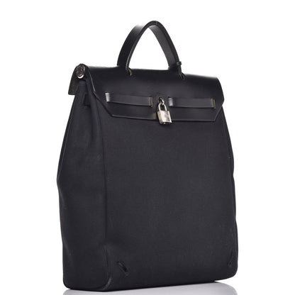 Hermes Toile Vache Calfskin Herbag 30 PM Backpack Black 3 of 10