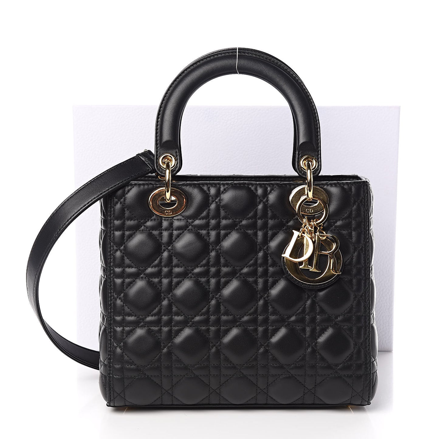 Lambskin Cannage Medium Lady Dior Black