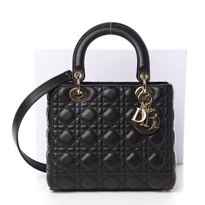 Christian Dior Lambskin Cannage Medium Lady Dior Black 13 of 13