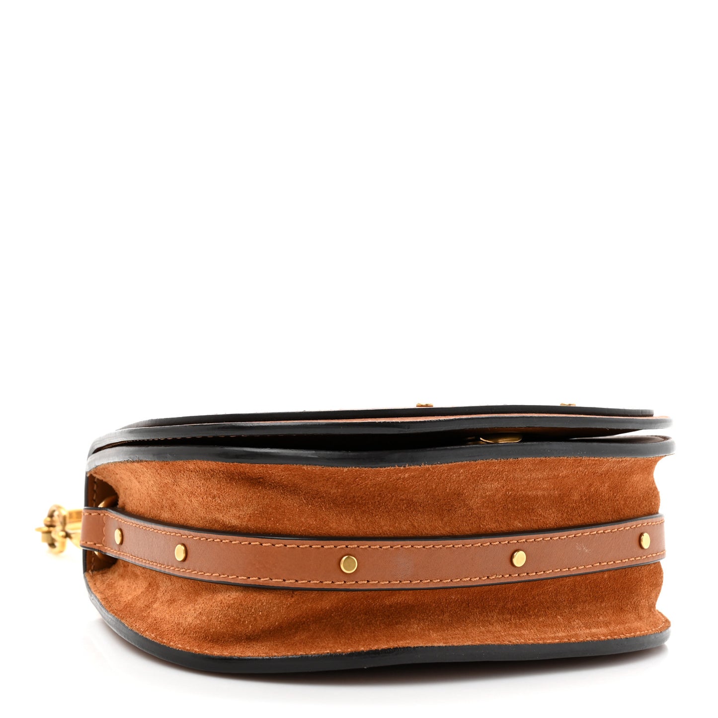 Calfskin Suede Small Nile Bracelet Bag Caramel
