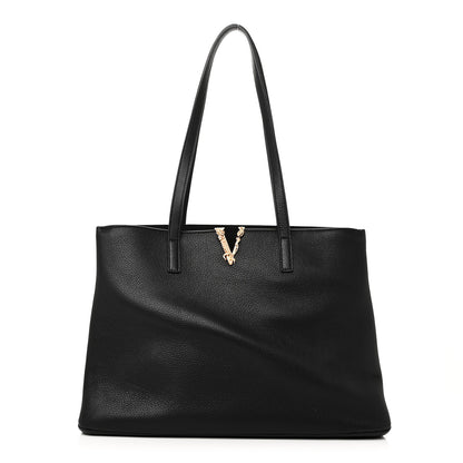 Versace Grained Calfskin Virtus V Tote Black 1 of 9