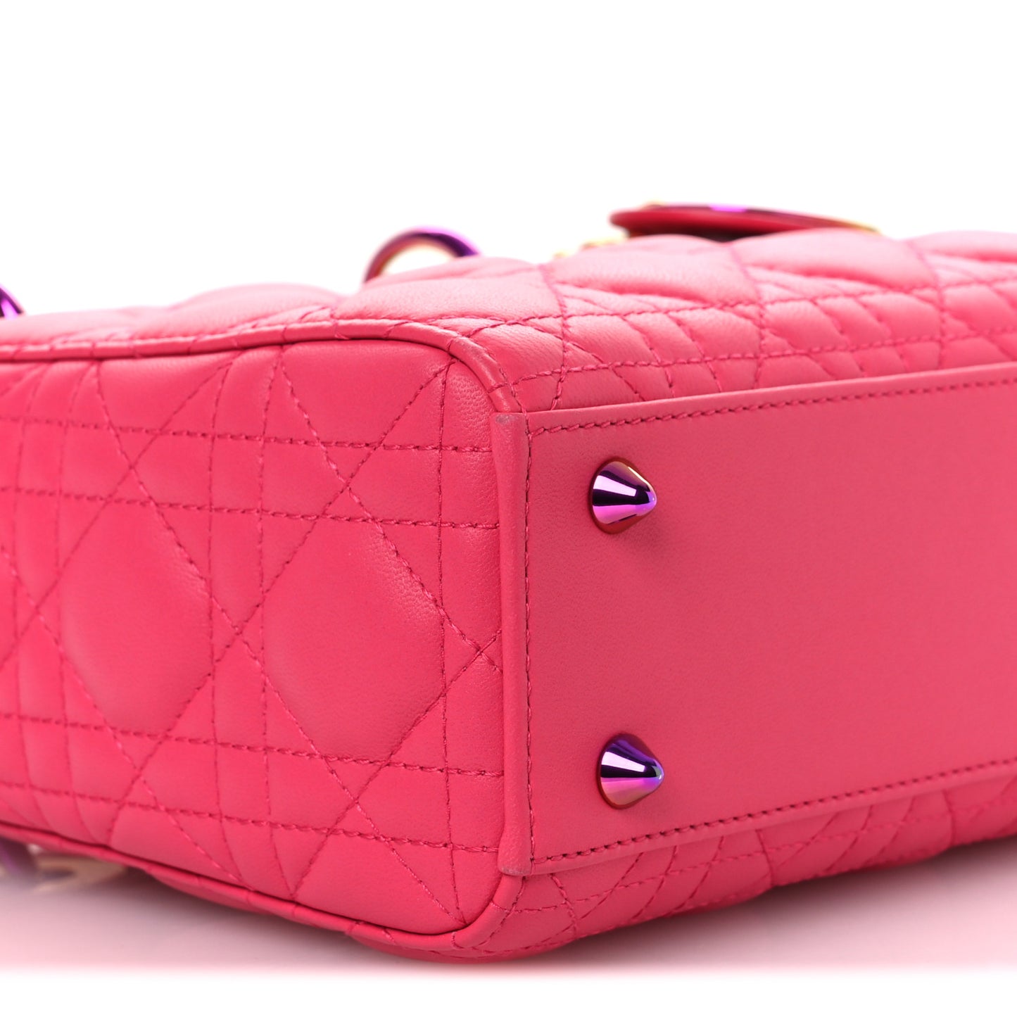 Lambskin Cannage Small Rainbow Lady Dior Pink