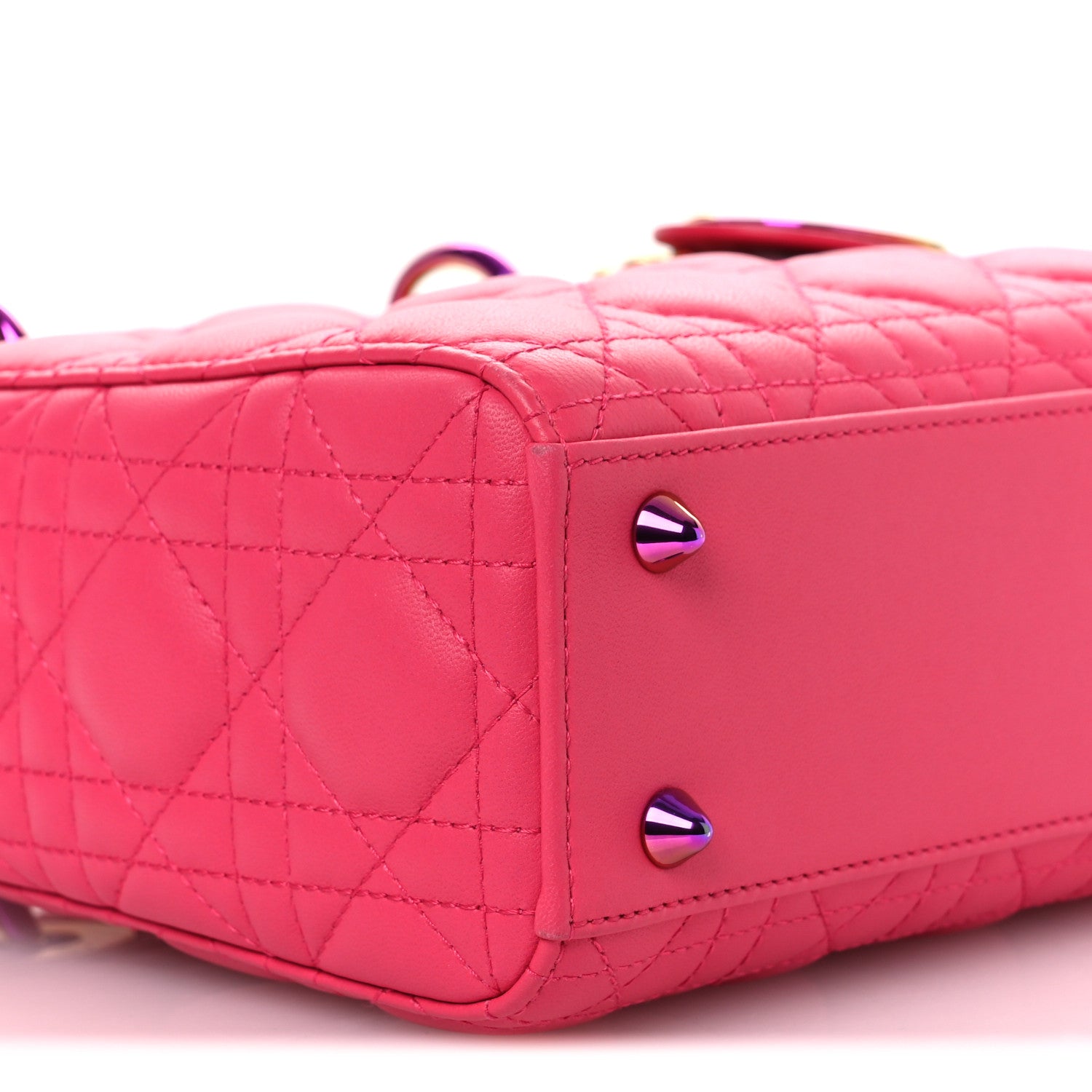 Christian Dior Lambskin Cannage Small Rainbow Lady Dior Pink 9 of 11