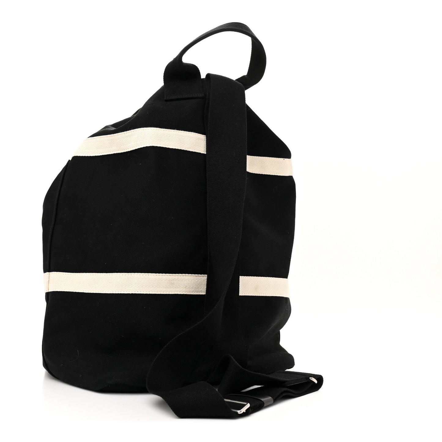 Canvas Rive Gauche Drawstring Backpack Black White