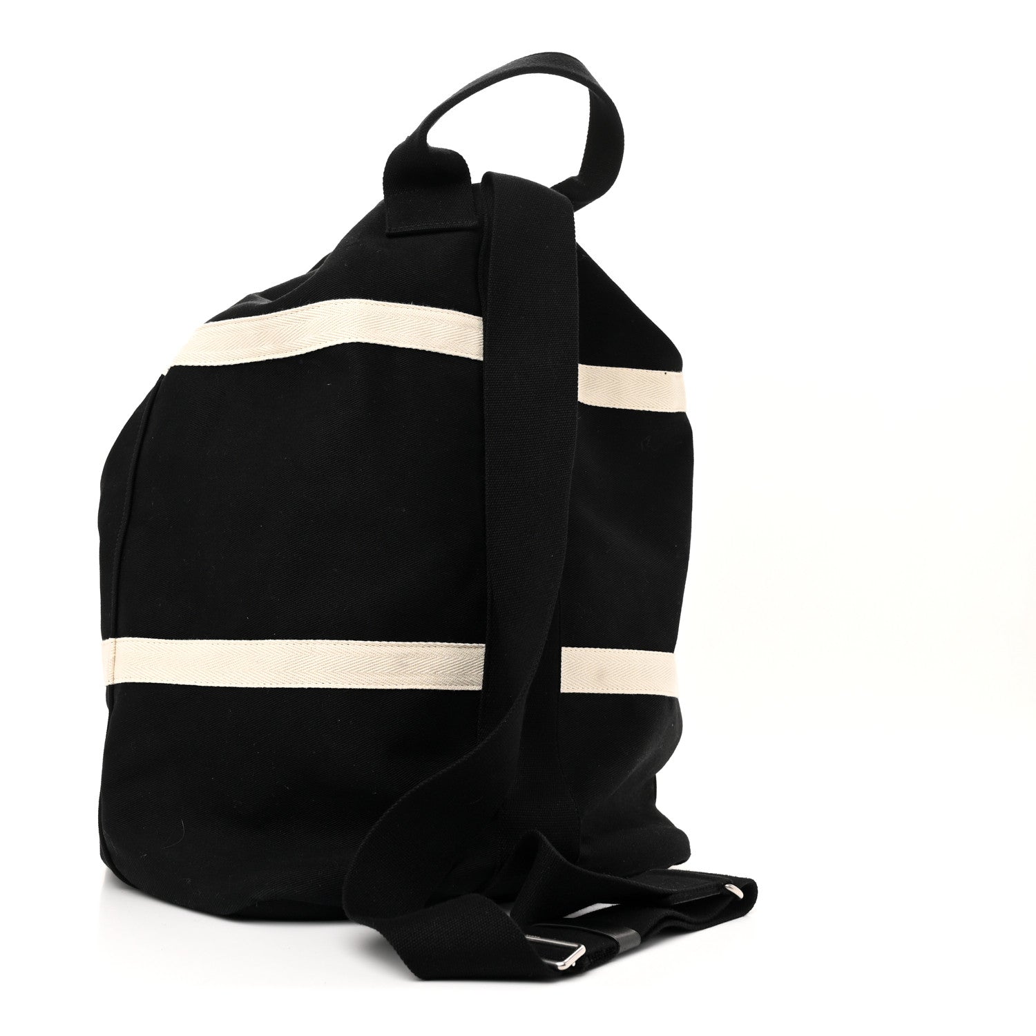 Saint Laurent Canvas Rive Gauche Drawstring Backpack Black White 4 of 15