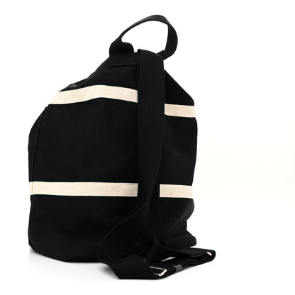 Saint Laurent Canvas Rive Gauche Drawstring Backpack Black White 4 of 15