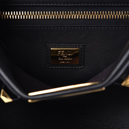 Fendi Vitello Seta Gold Studded Medium Peekaboo Iconic Satchel Black 6 of 11