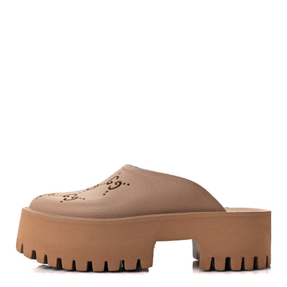 Gucci Rubber GG Monogram Perforated Elea Platform 55mm Lug Sole Sandals 36 Vintage Camel 1 of 9