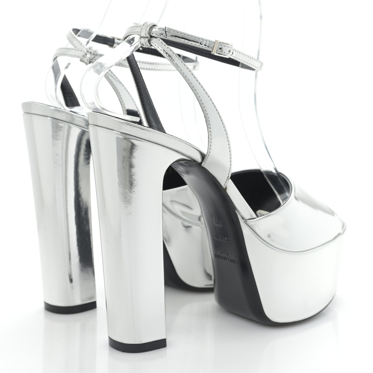 Metallic Patent Jodie 95 Platform Sandals 37 Silver