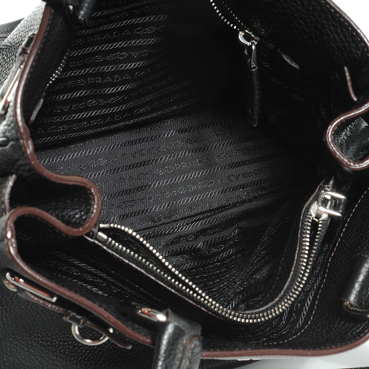 Prada Vitello Daino Logo Shoulder Bag Black 8 of 10
