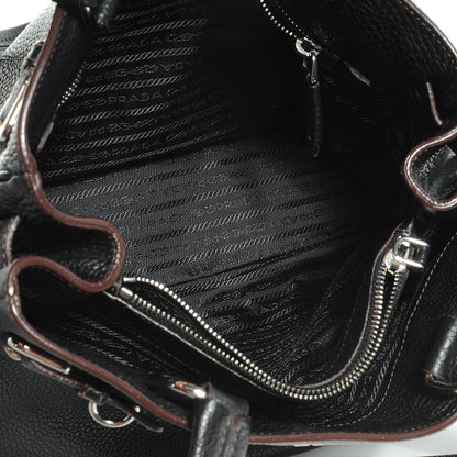 Prada Vitello Daino Logo Shoulder Bag Black 8 of 10