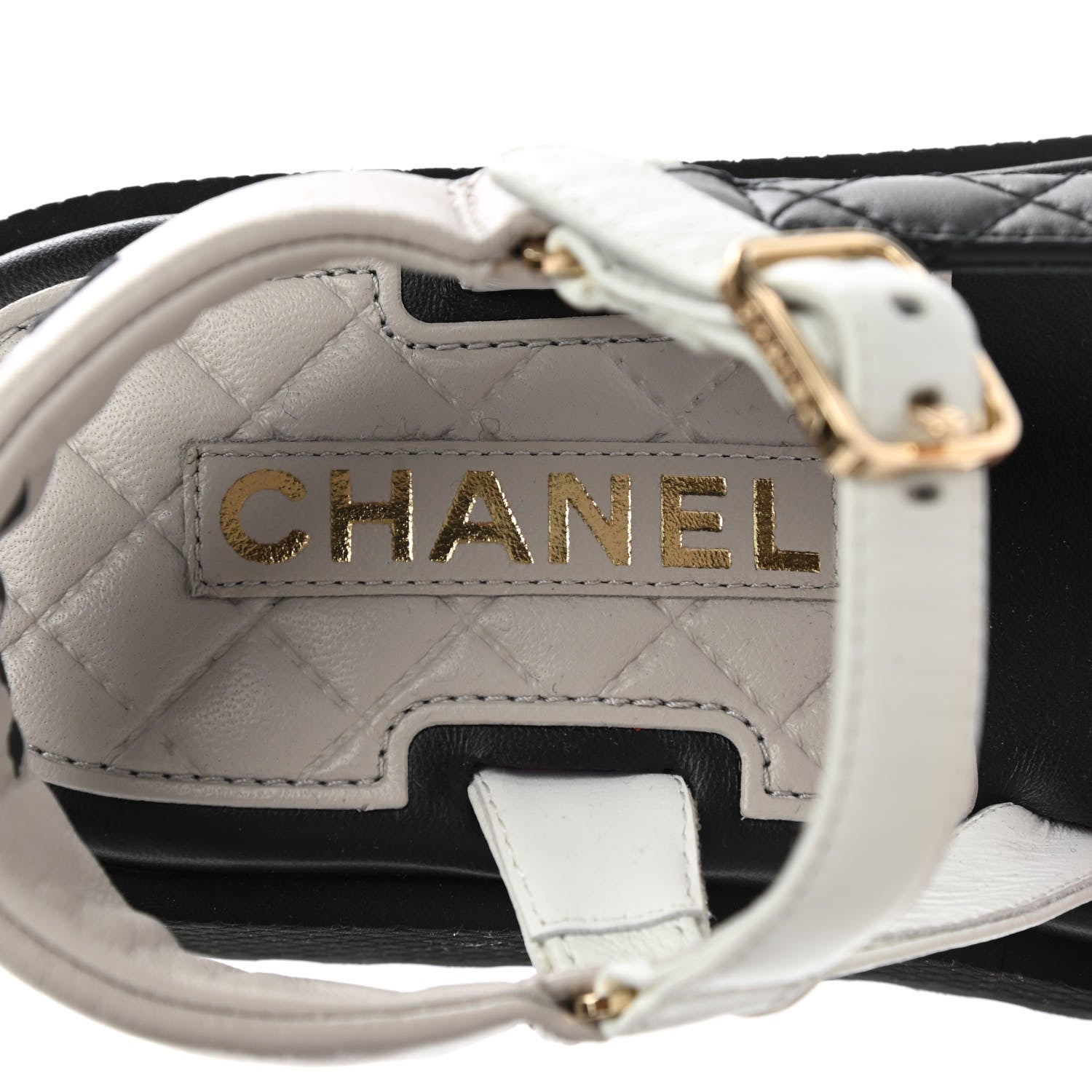 Chanel Lambskin Quilted CC Logo Platform Sandals 37.5 Black White Pink 7 of 11