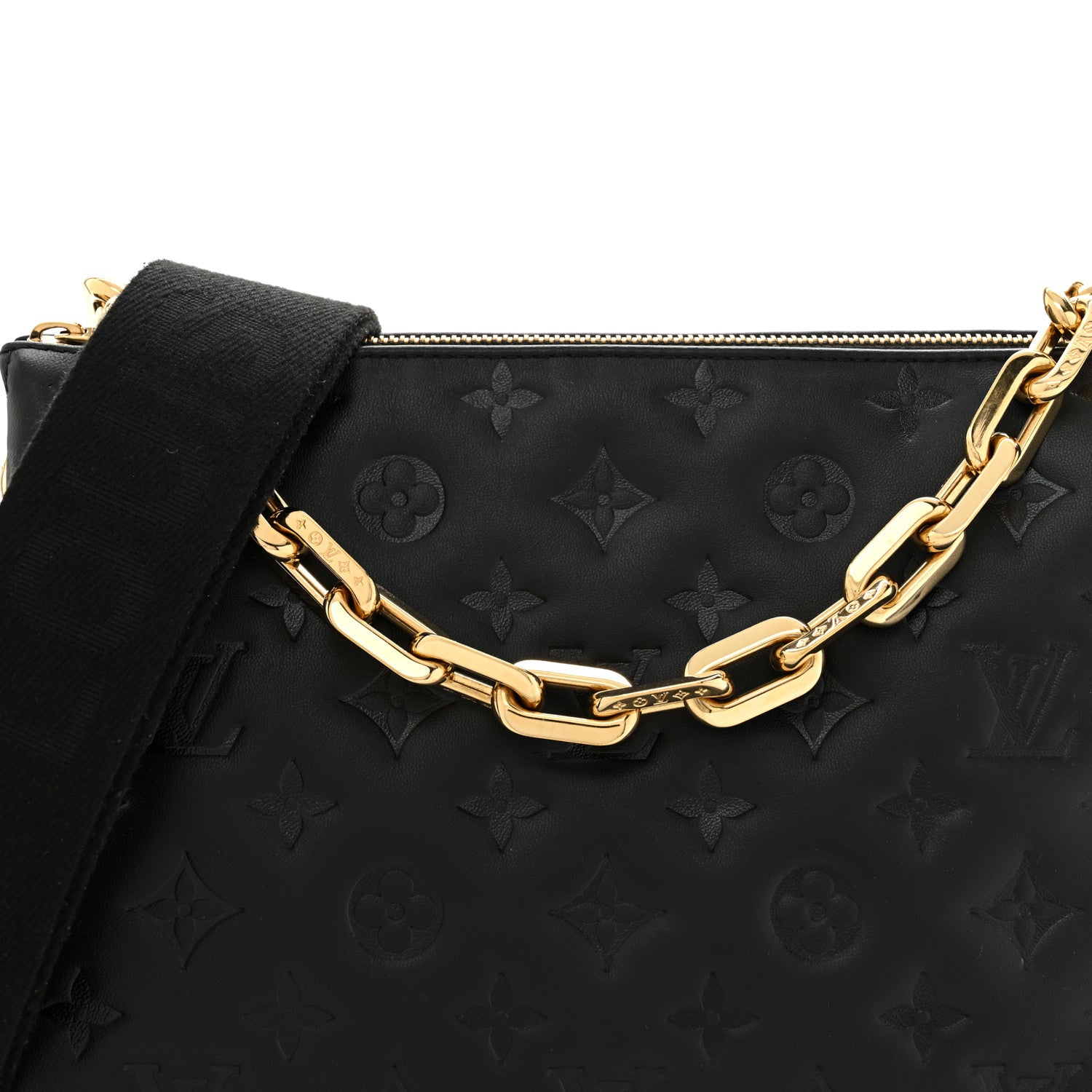 Louis Vuitton Lambskin Embossed Monogram Coussin PM Black 7 of 9