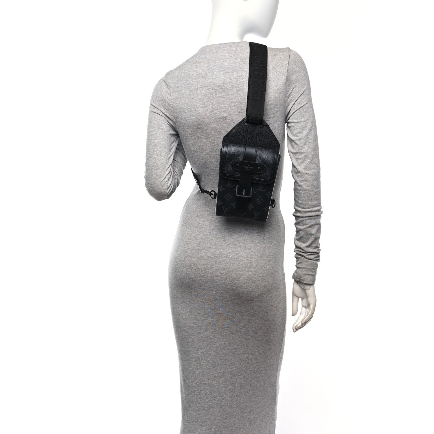 Louis Vuitton Monogram Eclipse Saumur Slingbag Black 2 of 9