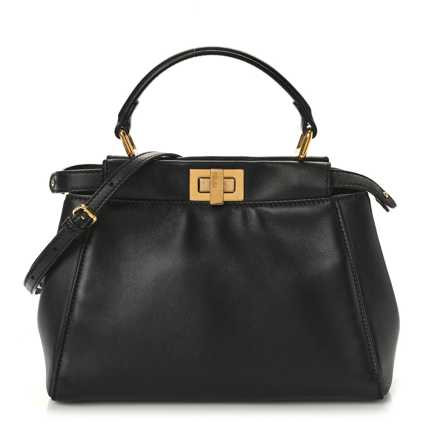 Fendi Nappa Mini Peekaboo Iconic Satchel Black 1 of 8