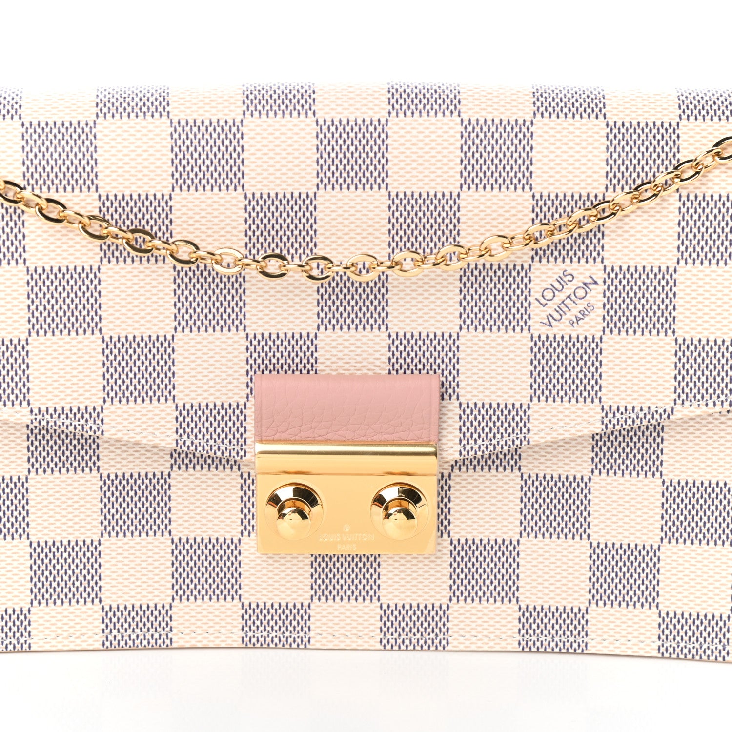 Louis Vuitton Damier Azur Croisette Chain Wallet Rose Ballerine 7 of 9