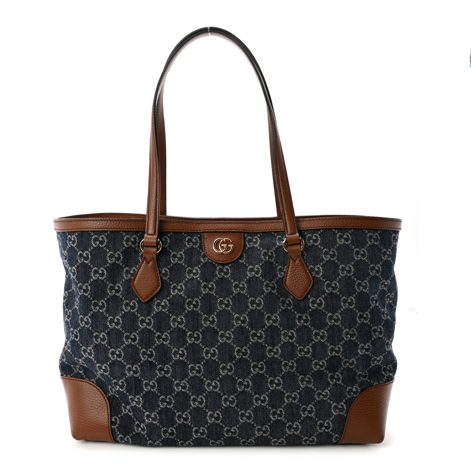 Gucci New Denim GG Monogram Medium Ophidia Shopping Tote Blue Tea Cuir 1 of 10