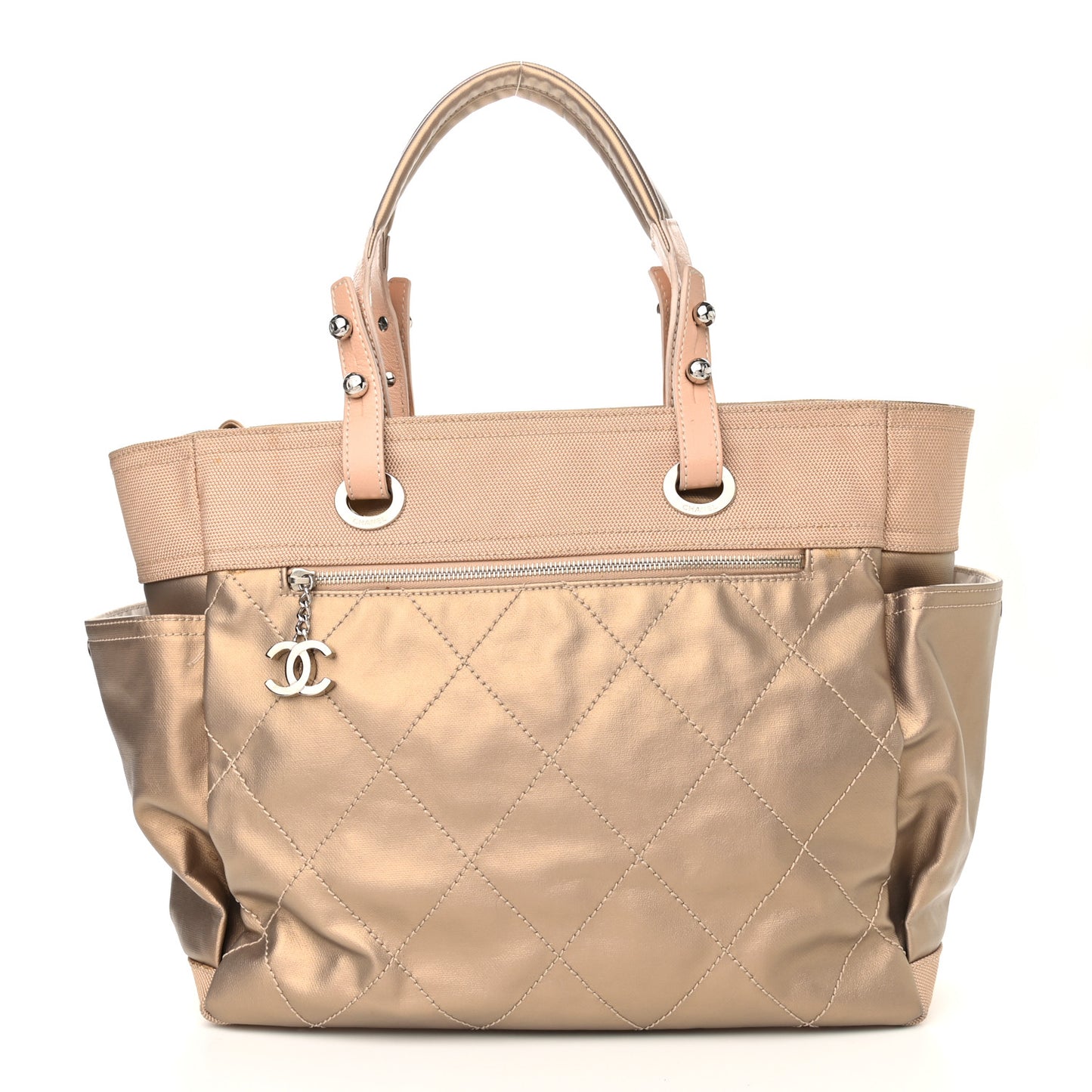 Metallic Coated Canvas Large Paris Biarritz Tote Gold