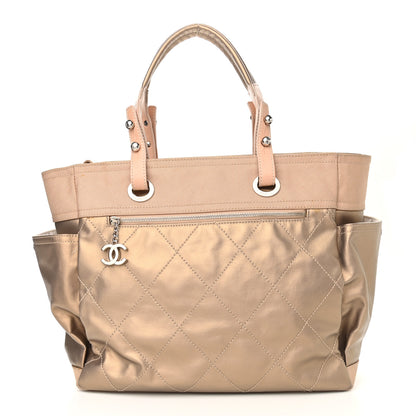 Chanel Metallic Coated Canvas Large Paris Biarritz Tote Gold 3 of 11