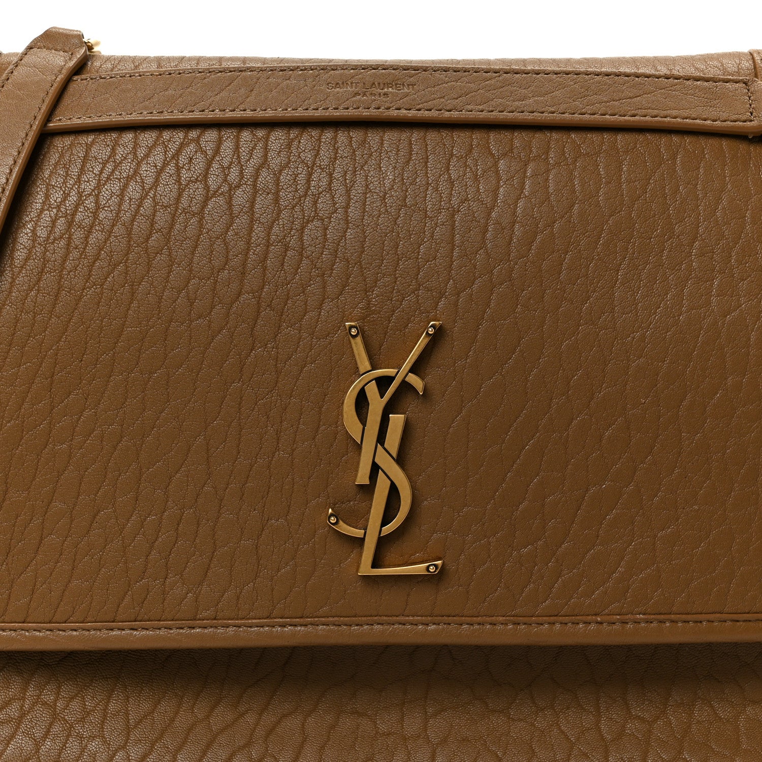 Saint Laurent Grained Lambskin Monogram Large Niki Chain Satchel Dark Cork 9 of 11