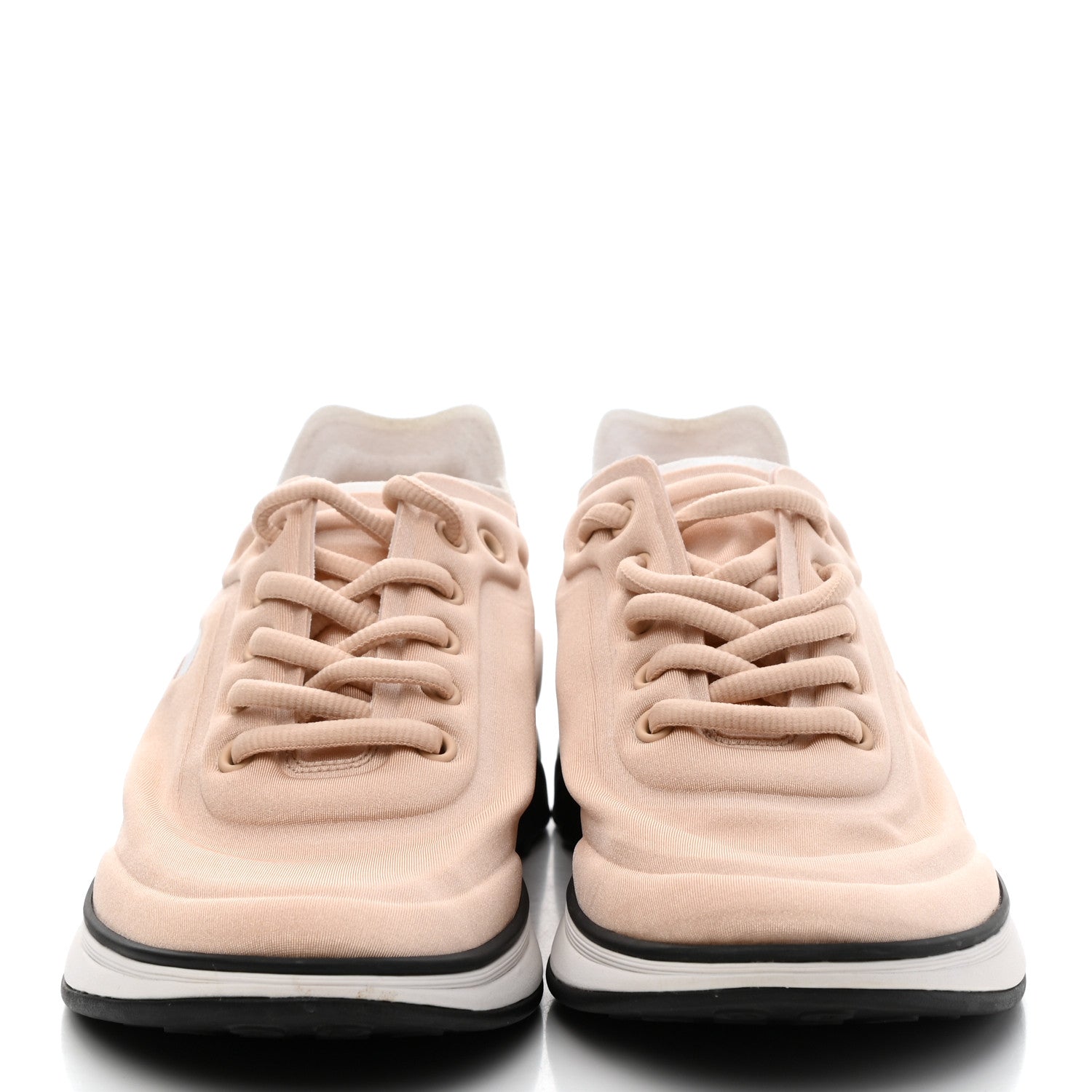 Chanel Lycra Fabric CC Sneakers 38 Beige 2 of 8