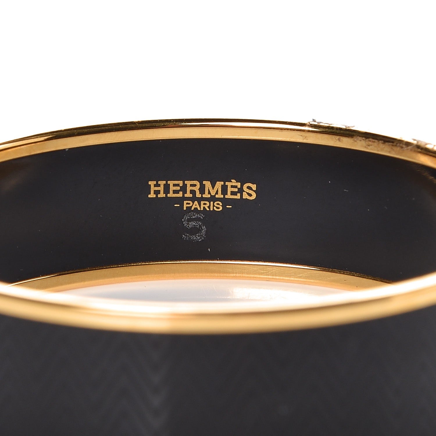 Hermes Enamel Printed Chevron Wide Bracelet 65 Black 5 of 6