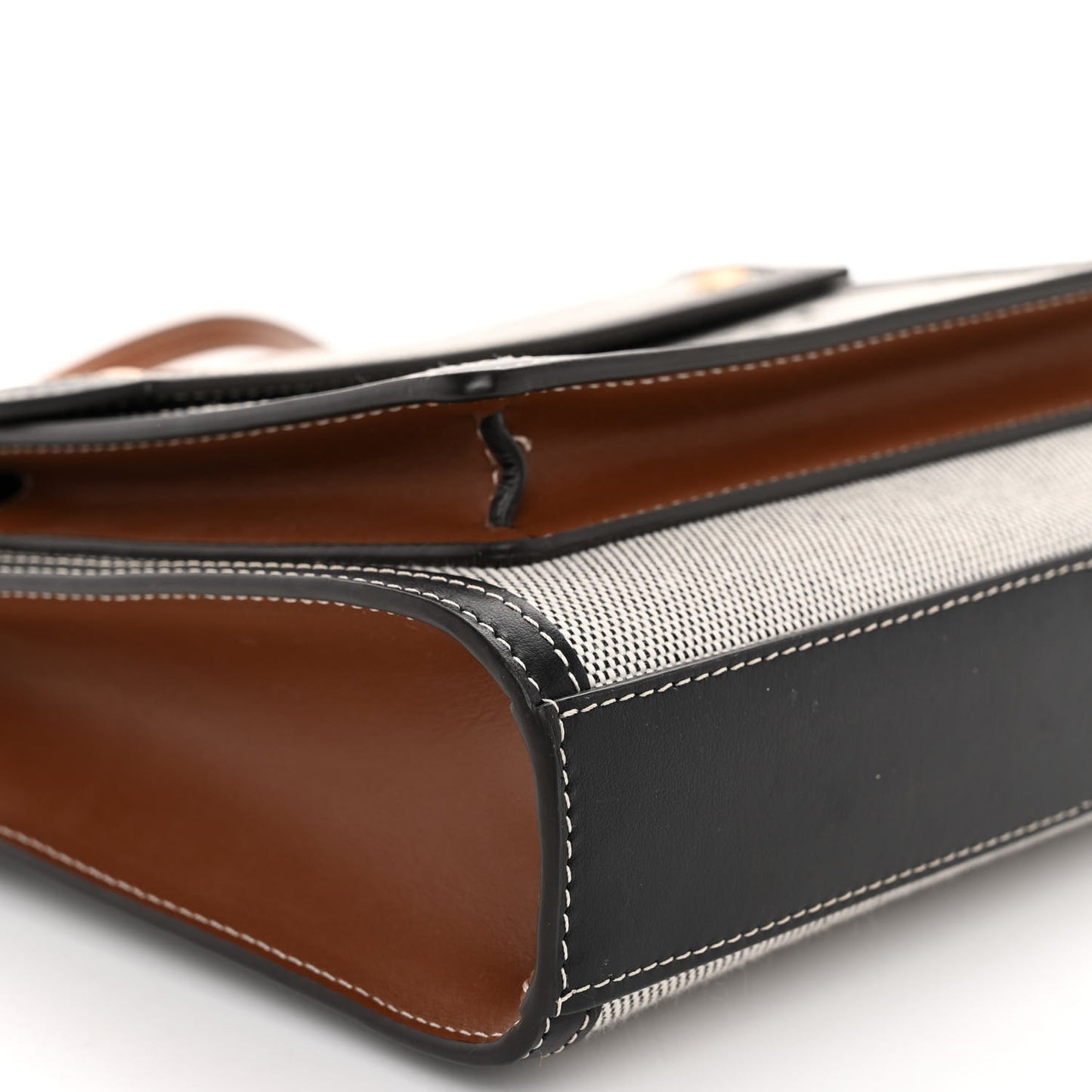 Smooth Calfskin Canvas Two Tone Mini Pocket Bag Black Tan
