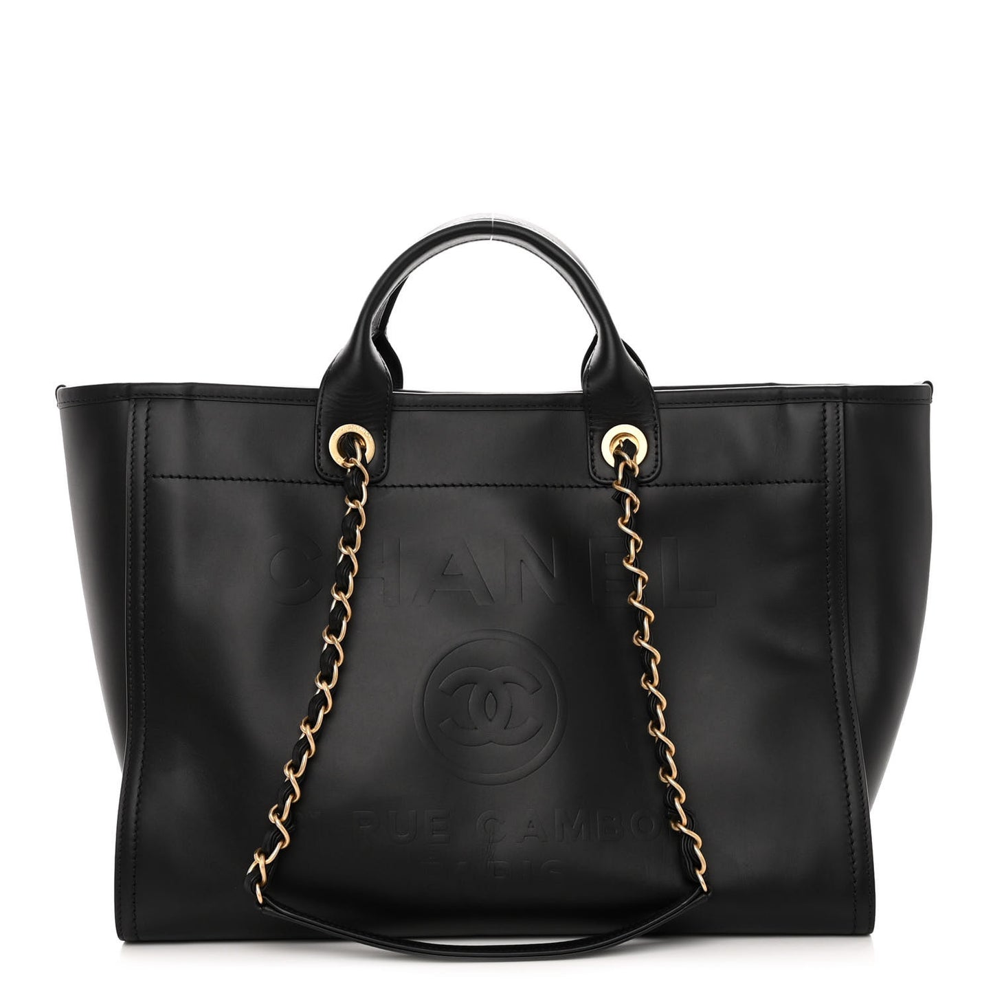 Calfskin Medium Deauville Tote Black