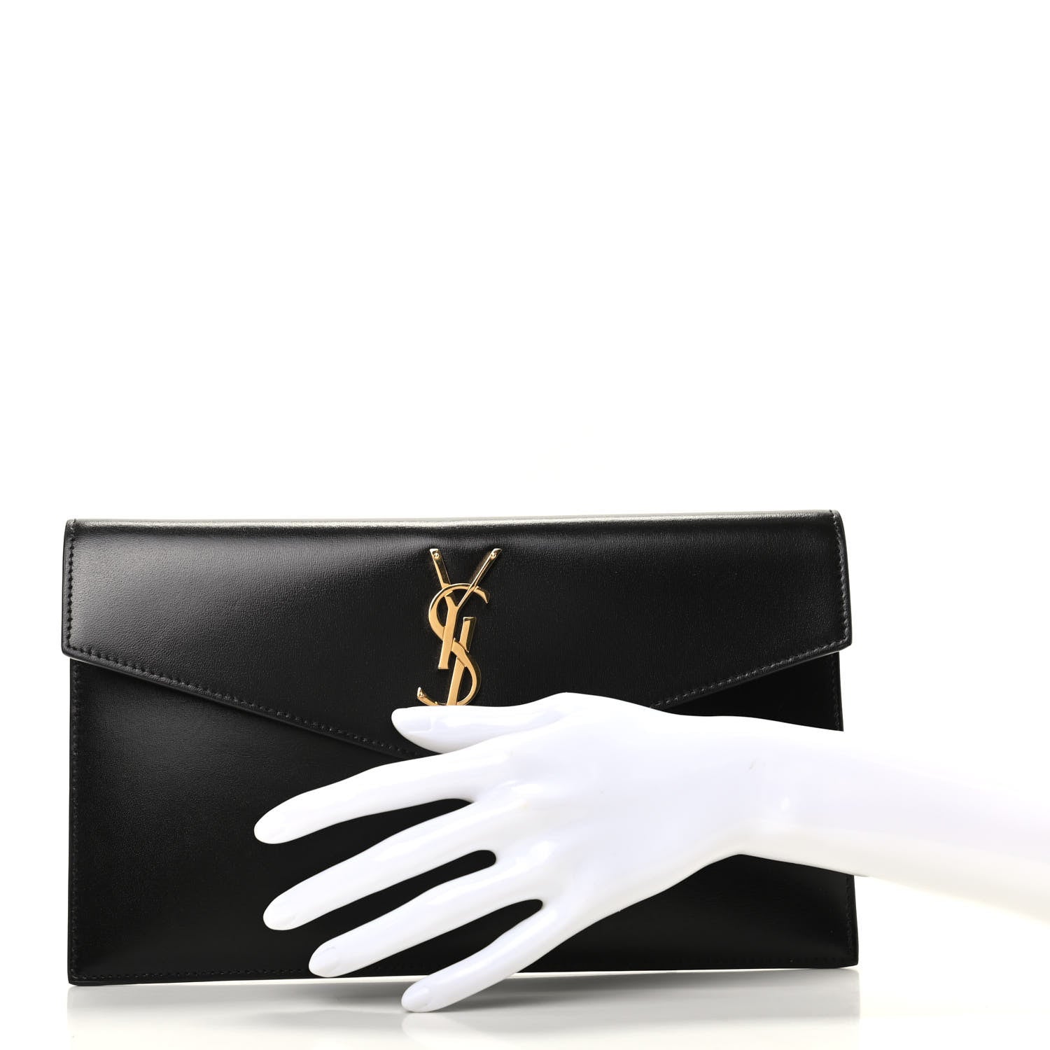 Saint Laurent Smooth Shiny Calfskin Monogram Uptown Pouch Black 2 of 6