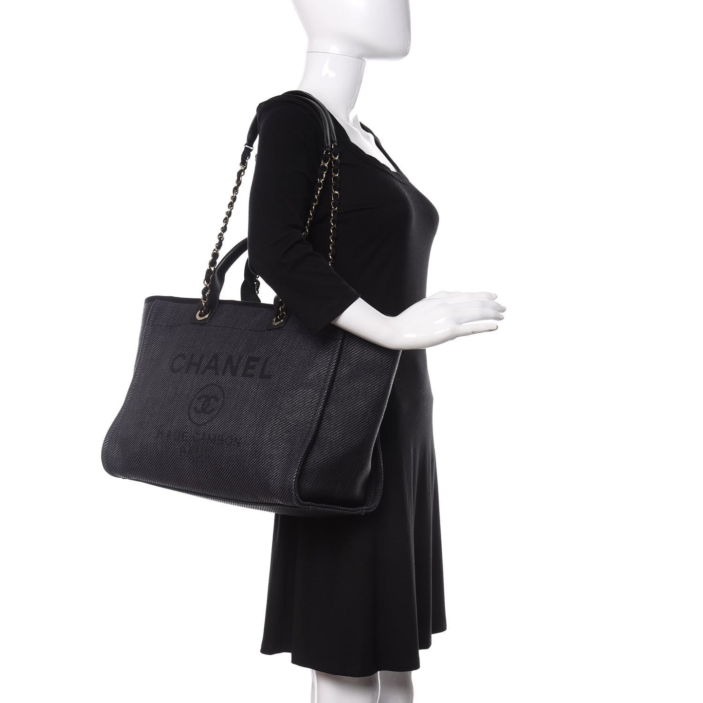 Mixed Fibers Calfskin Medium Deauville Tote Blue