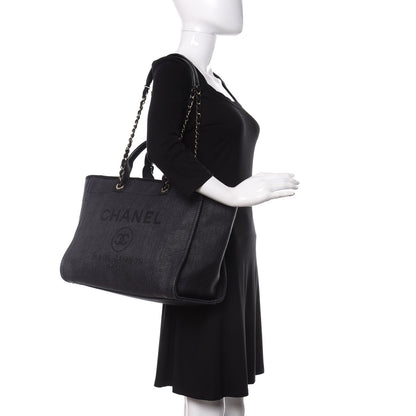 Chanel Mixed Fibers Calfskin Medium Deauville Tote Blue 2 of 11