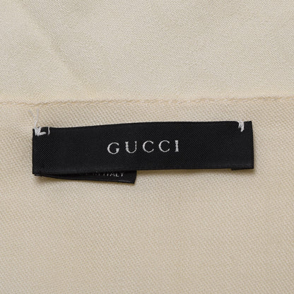 Gucci Wool Silk Monogram Fringe Scarf Natural 4 of 6