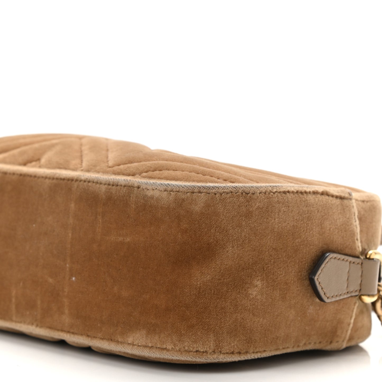 Velvet Matelasse Small GG Marmont Chain Shoulder Bag Taupe