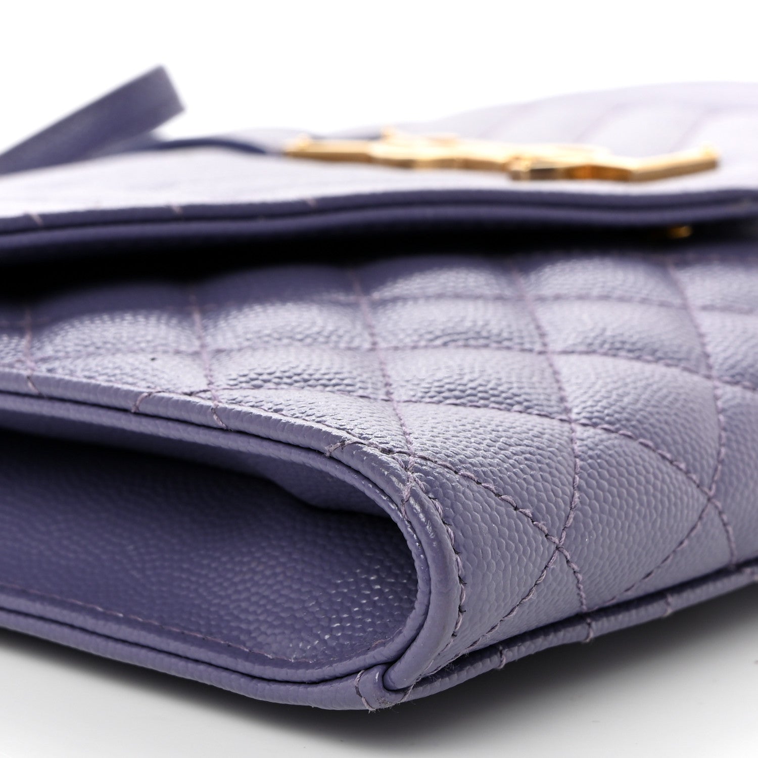 Saint Laurent Grain De Poudre Textured Mixed Matelasse Triquilt Monogram Clutch Dark Wisteria 8 of 11
